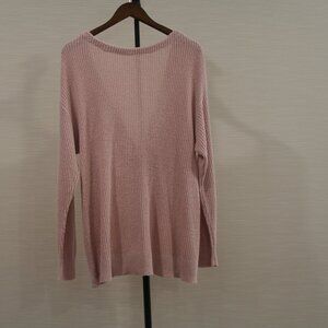 Market & Spruce Pink, Textured-knit Twist-back Pullover Sweater Size XL